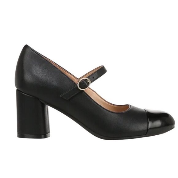 Naturalizer Loveable Block Heel Patent Accented Toe Highlighting Soft Black Leat - Picture 6 of 13